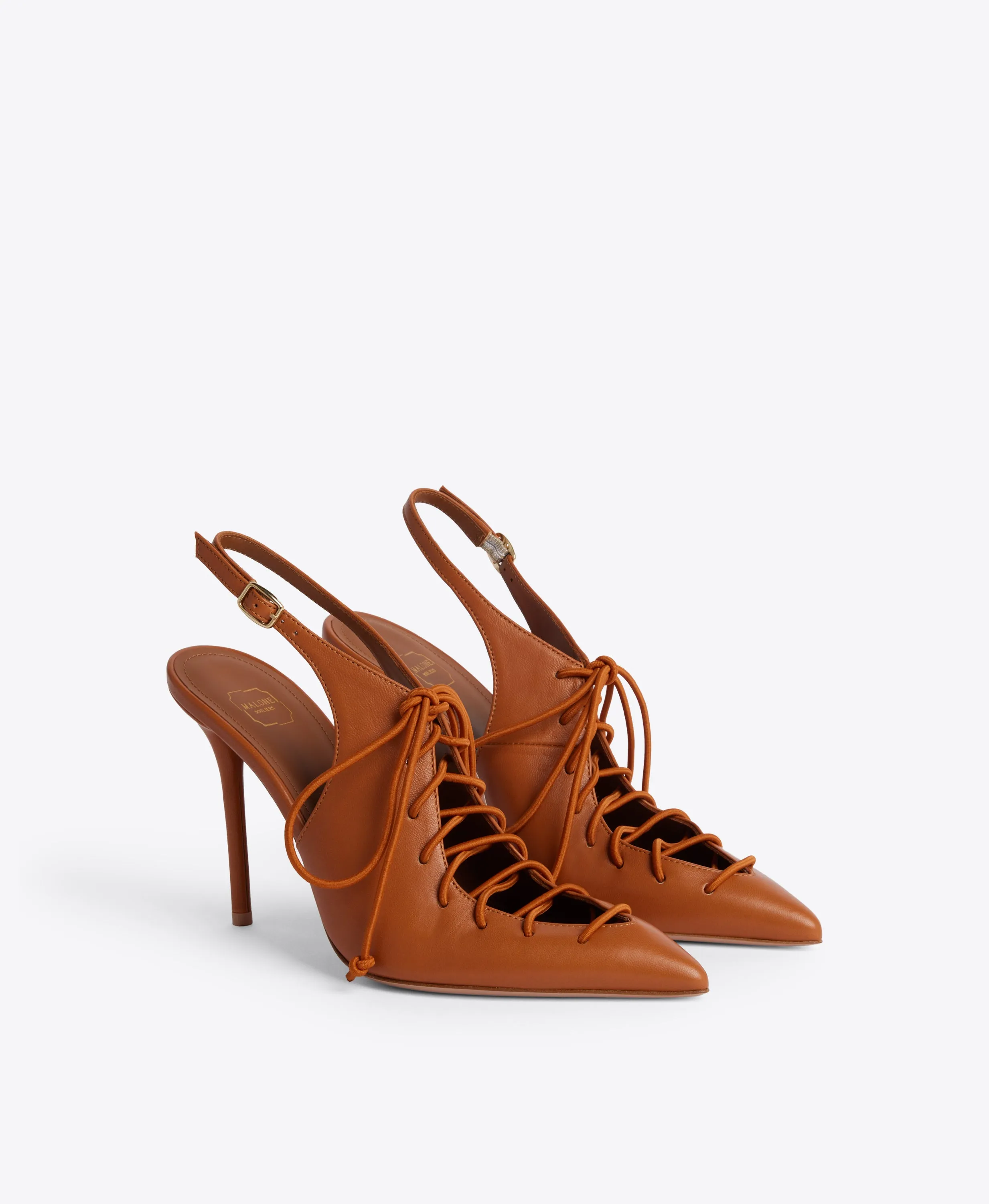 Alessandra 100 Brown Leather Slingbacks