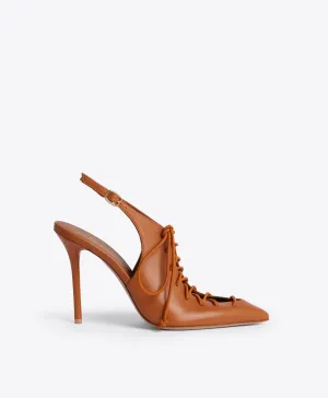 Alessandra 100 Brown Leather Slingbacks