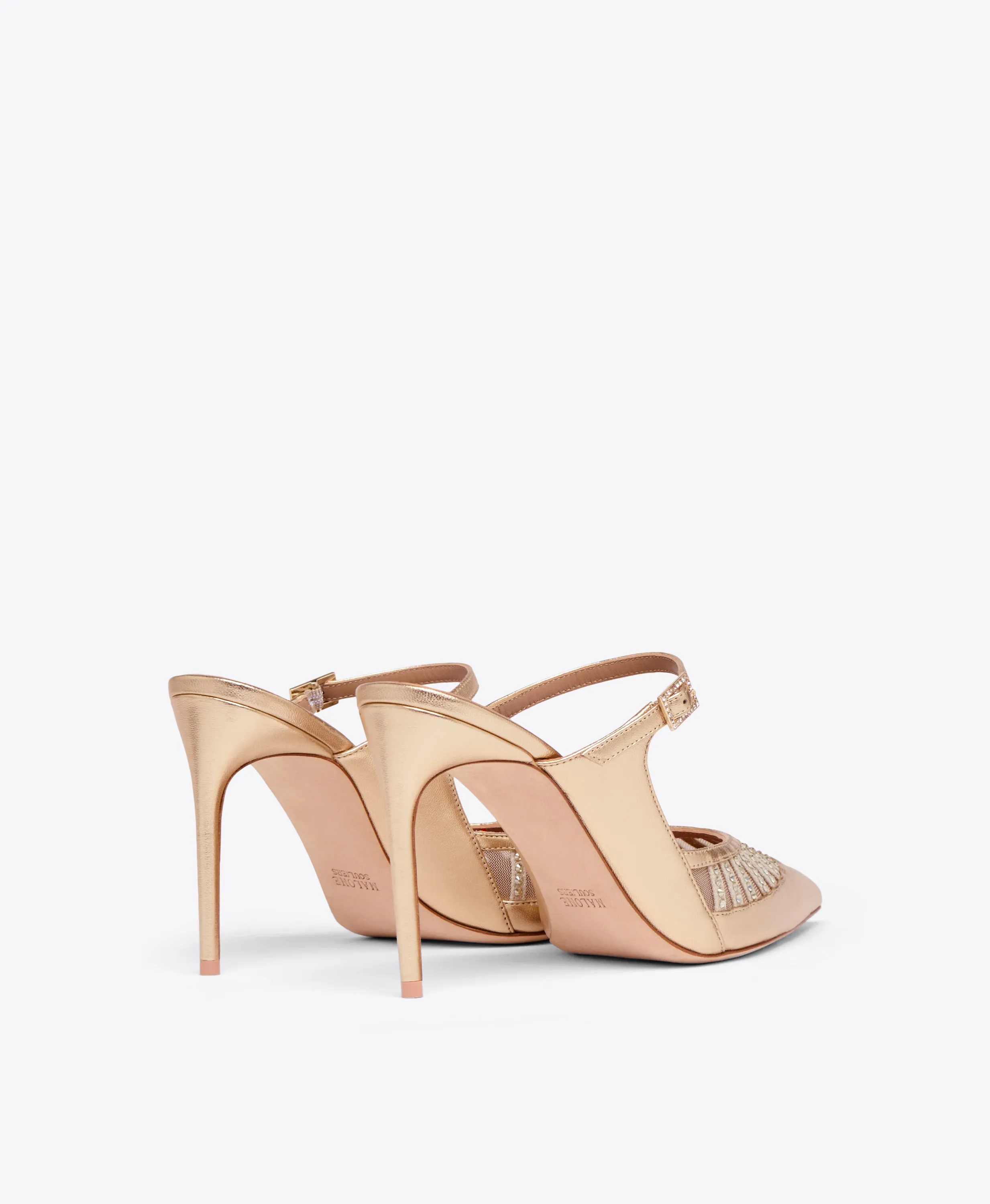 Bardot 90 Gold Leather Heeled Mules