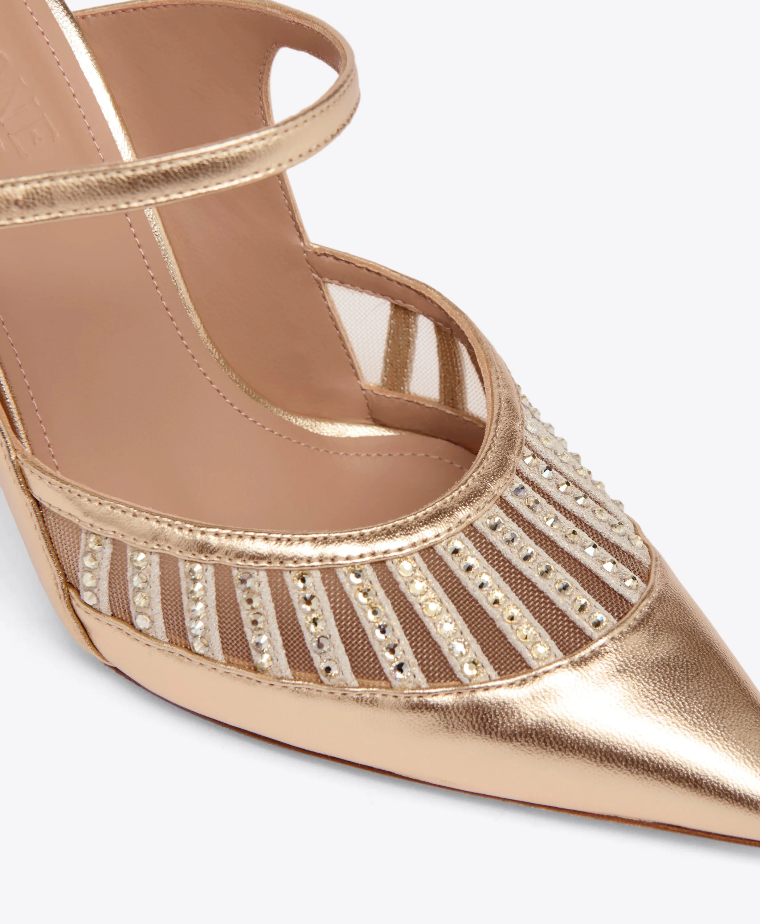 Bardot 90 Gold Leather Heeled Mules