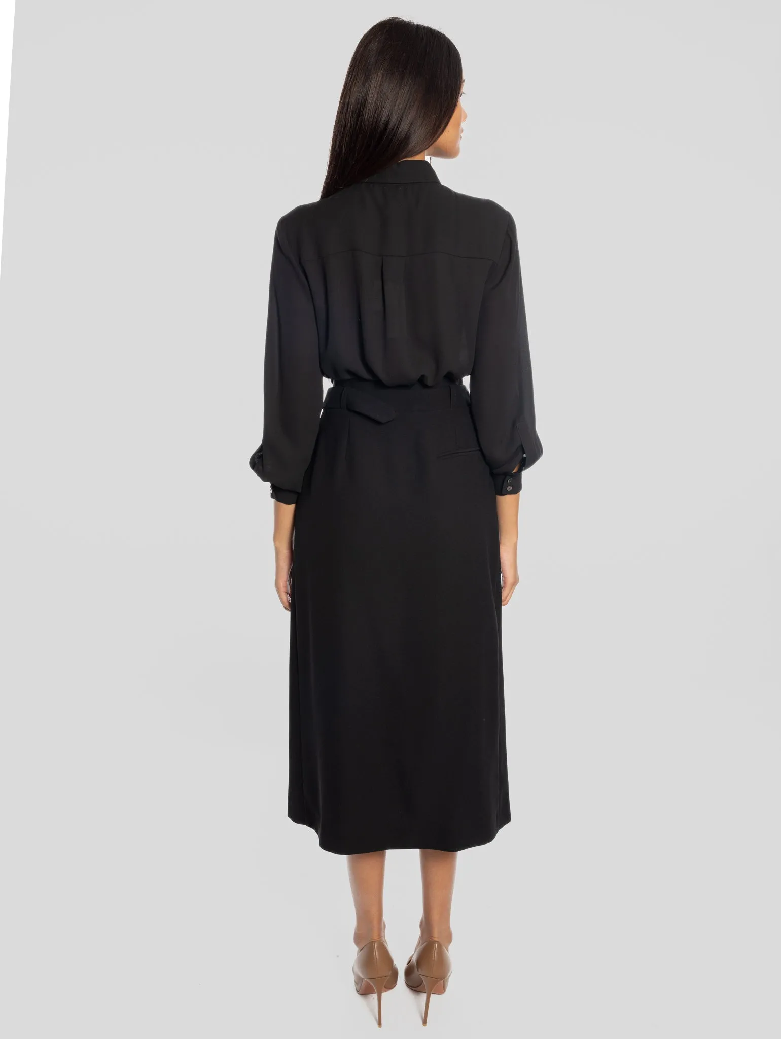 Black Wrap Midi Dress