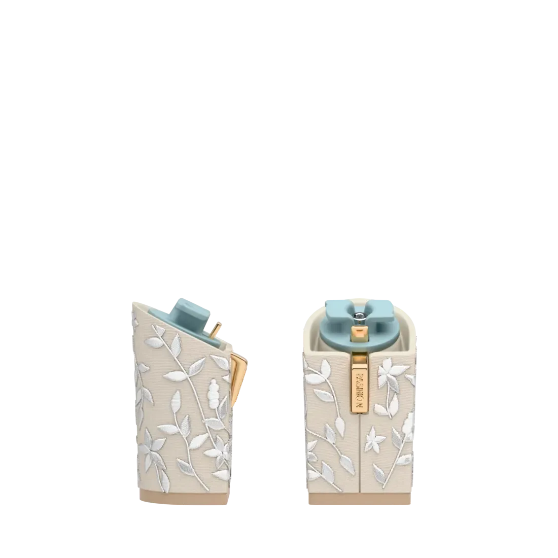 Block Heel Kit 4 Ivory Floral Embroidery
