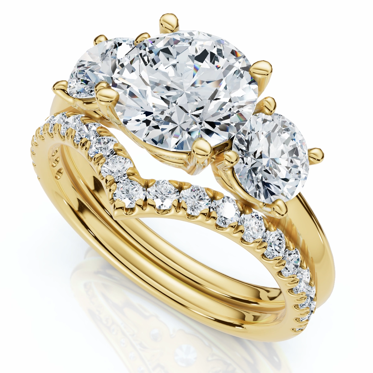 Certified 2 1/2Ct Athena Engagement & Wedding Ring Set 14k Gold or Pt Lab Grown