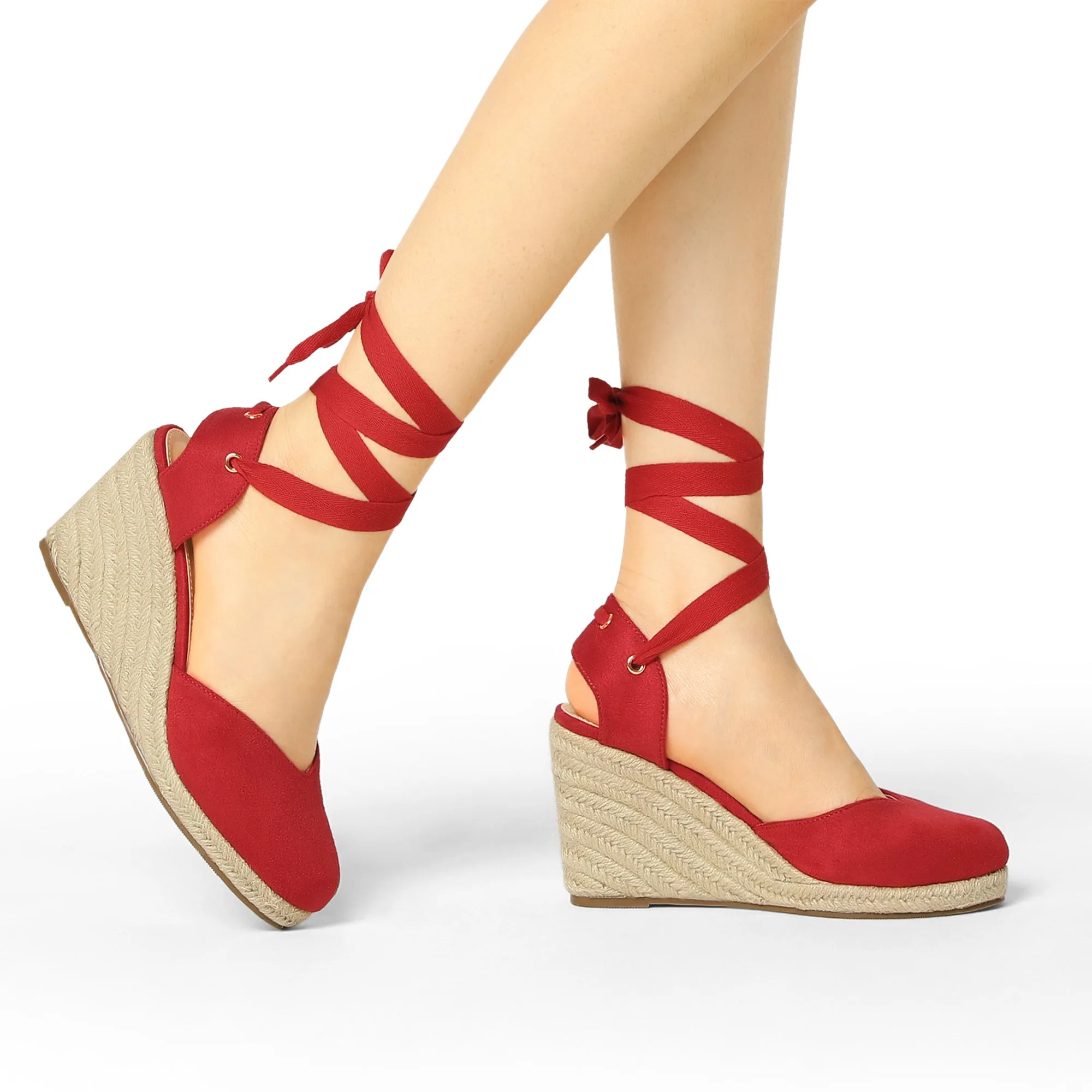 Closed Toe Espadrilles Wedges Tie Up Wedge Sandals