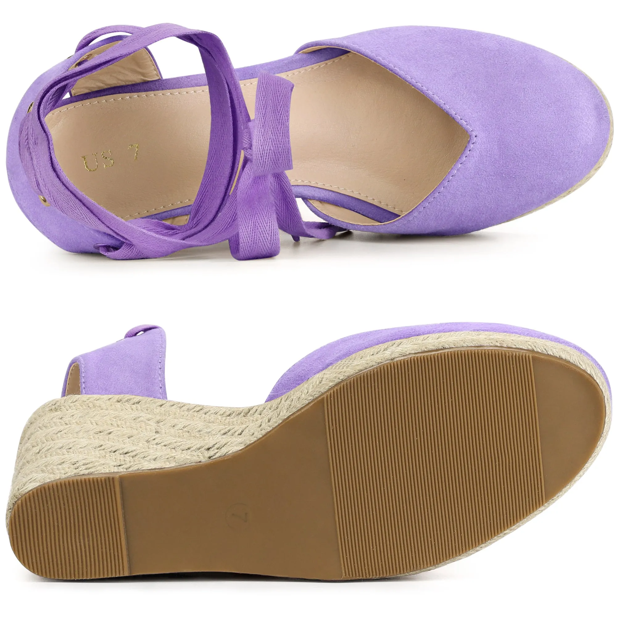 Closed Toe Espadrilles Wedges Tie Up Wedge Sandals
