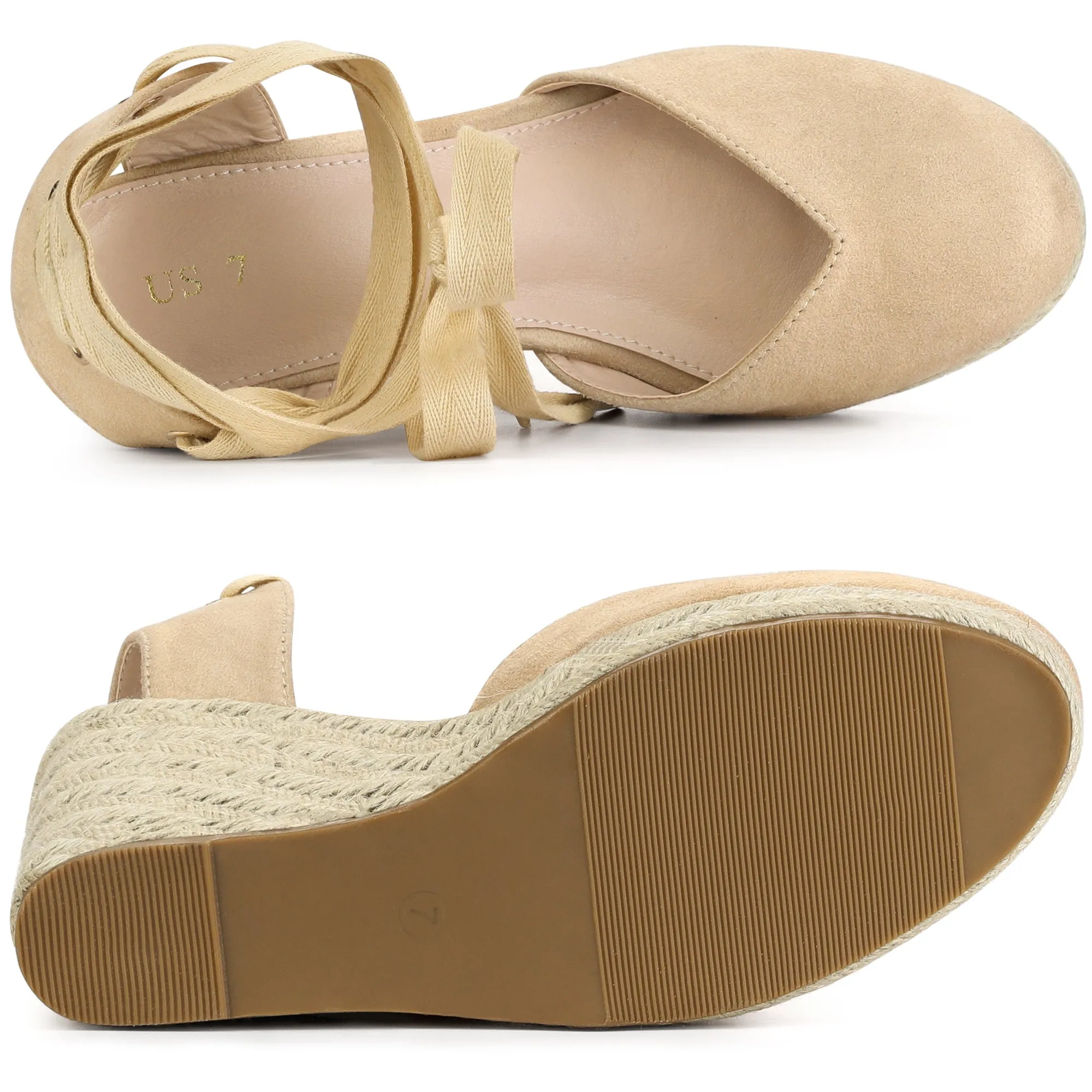 Closed Toe Espadrilles Wedges Tie Up Wedge Sandals