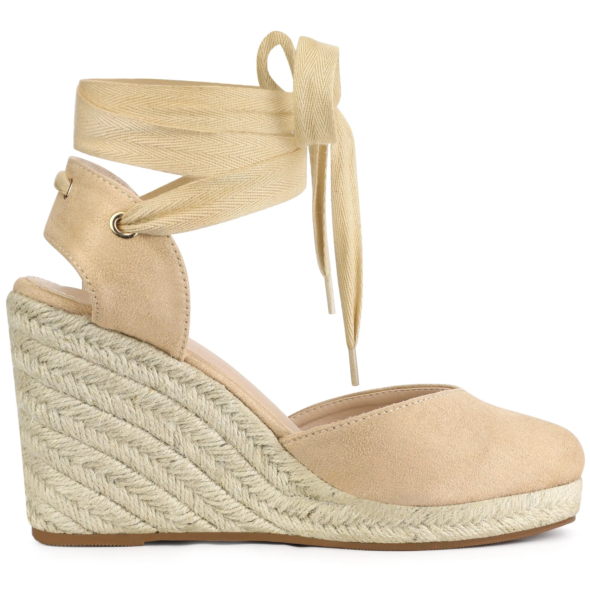 Closed Toe Espadrilles Wedges Tie Up Wedge Sandals