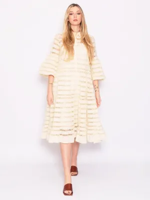Dress with Transparent Beige Lines