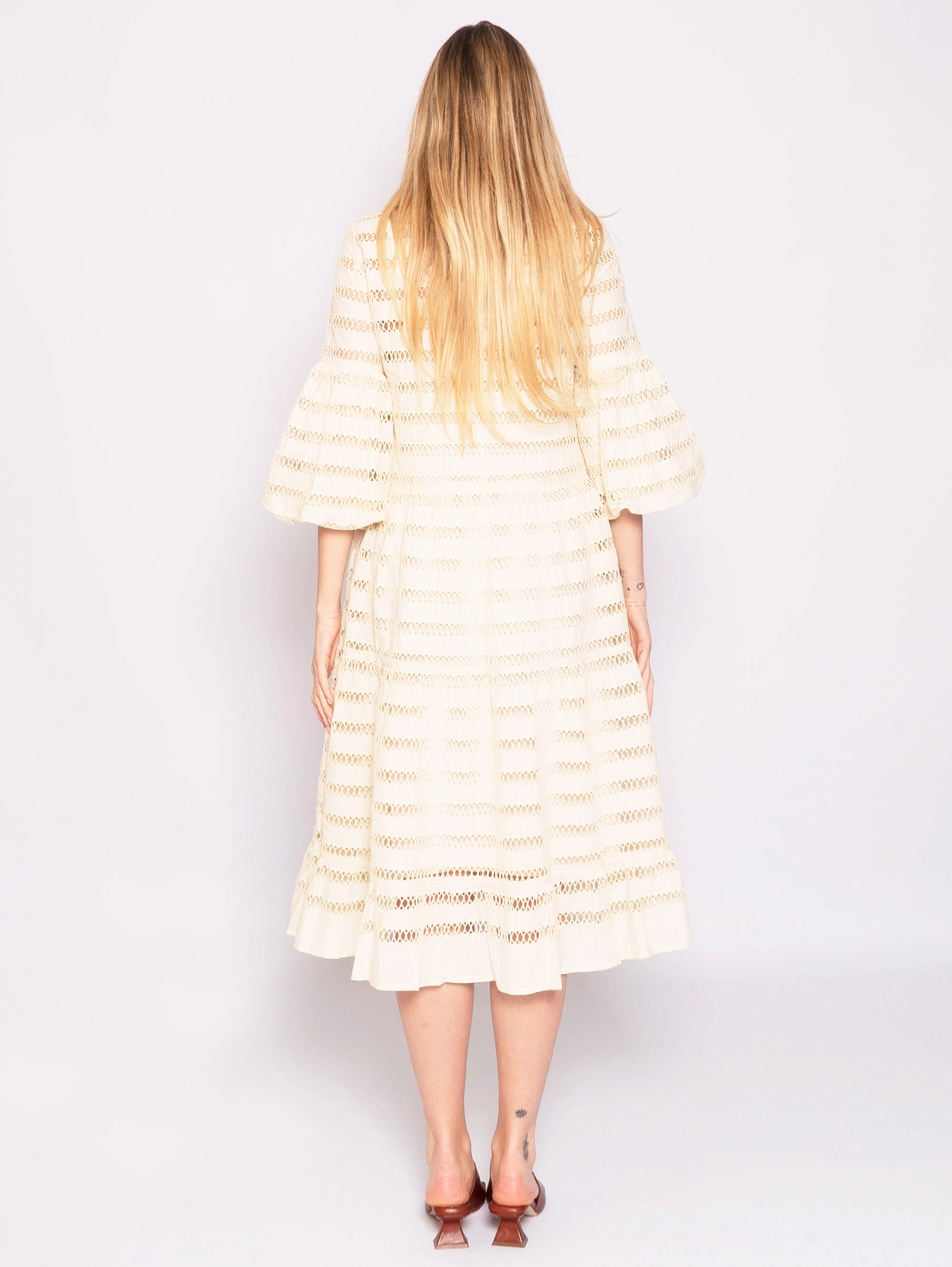 Dress with Transparent Beige Lines