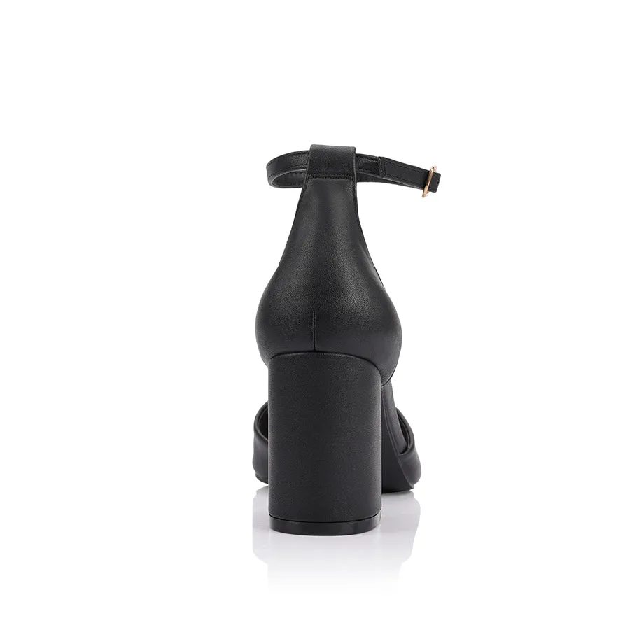 Eli Closed Toe Block Heels - Black