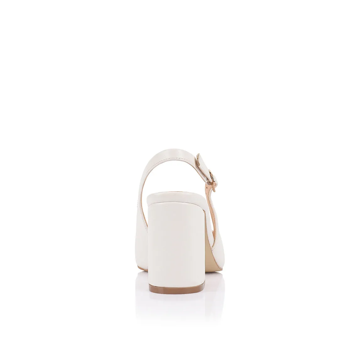 Elio Slingback Block Heels - Chalk White