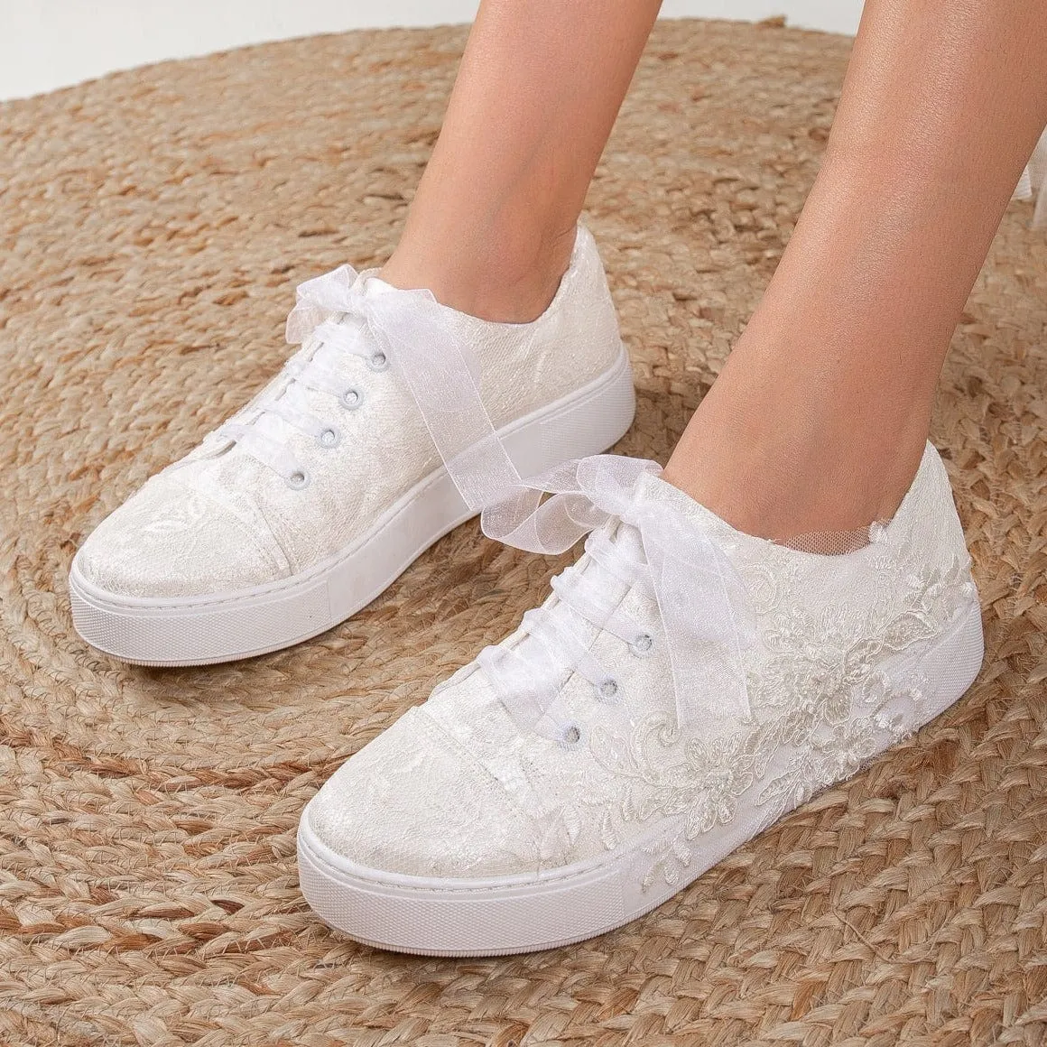 Elise Lace Wedding Sneakers | Ivory