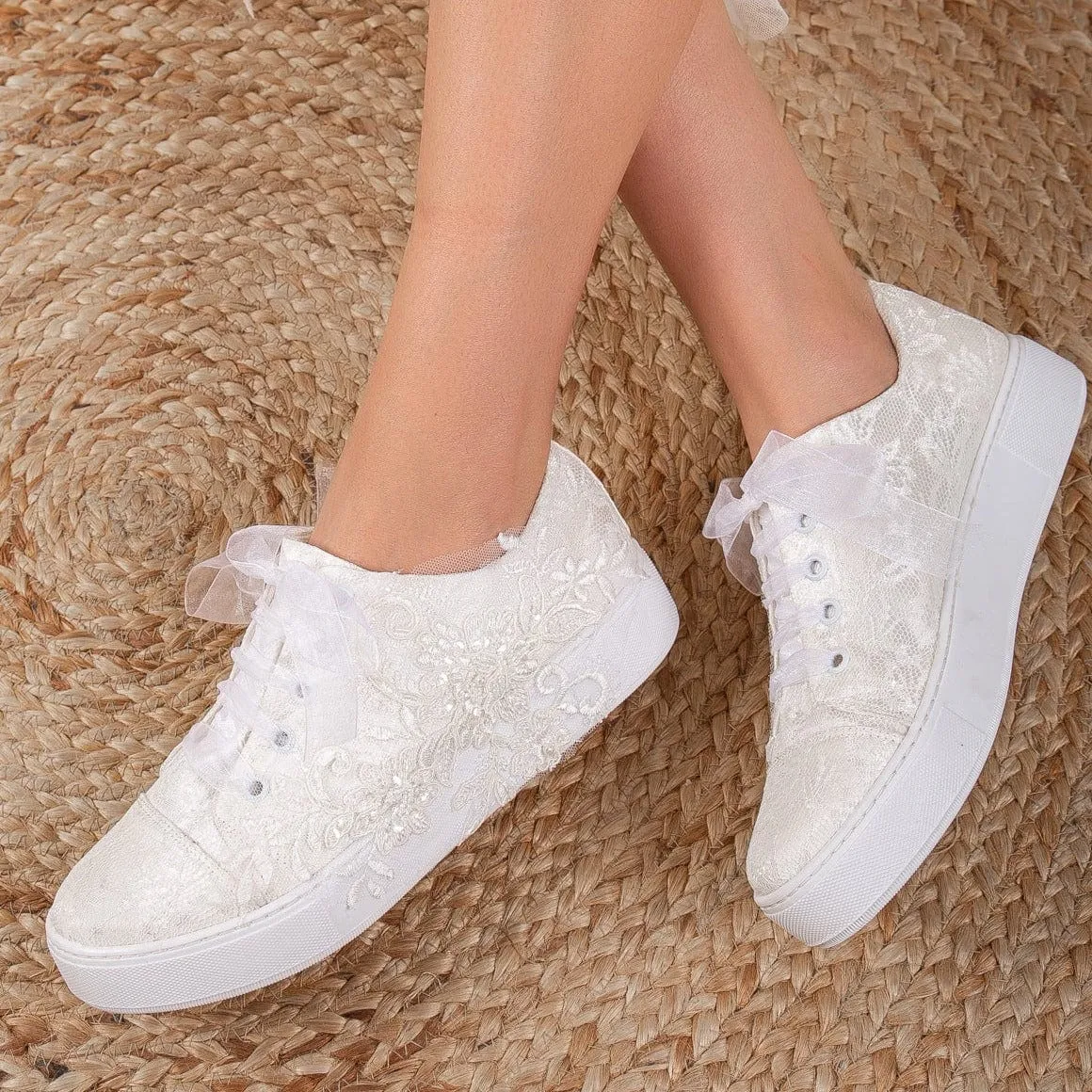Elise Lace Wedding Sneakers | Ivory