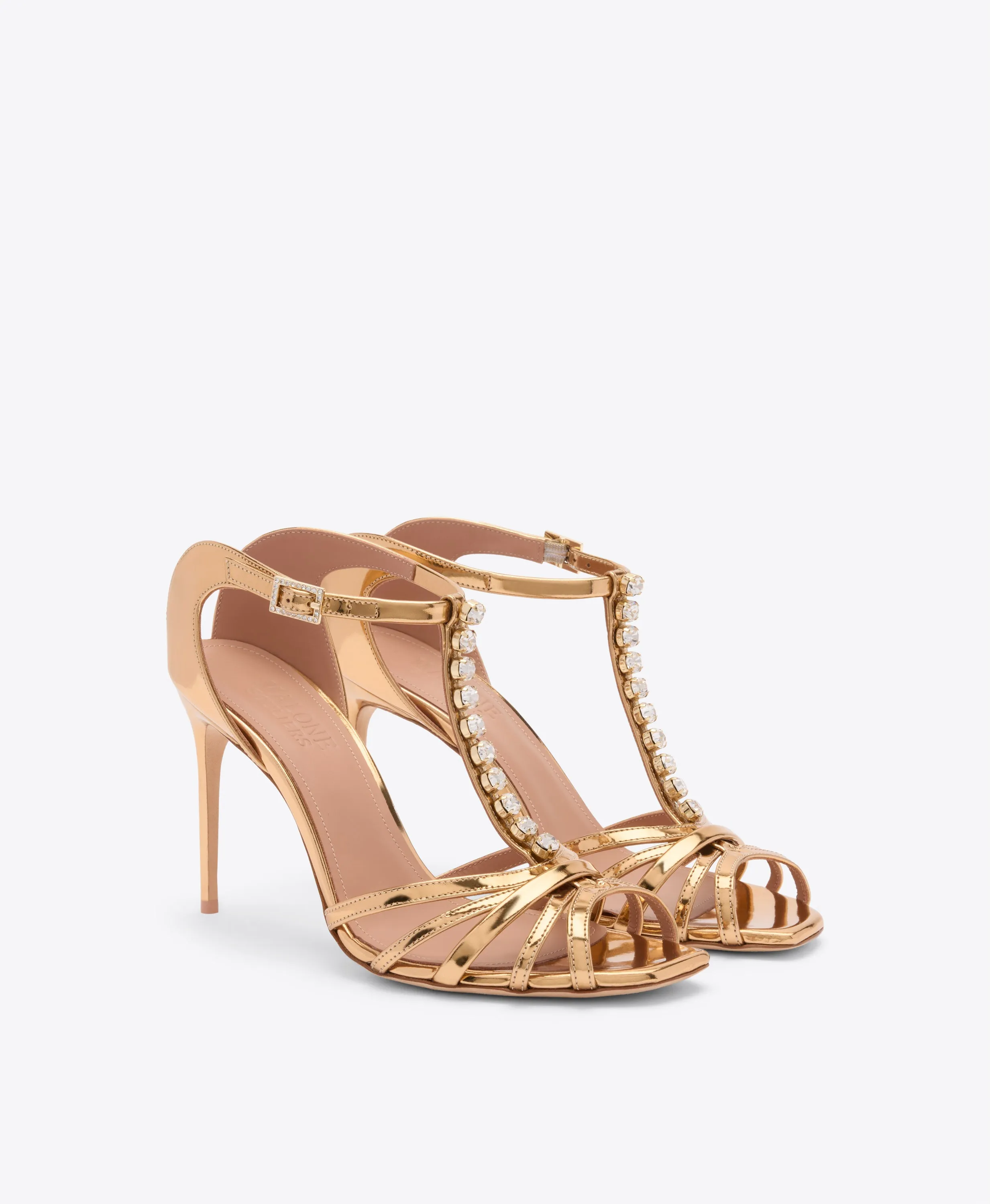 Erika 90 Gold Leather Heeled Sandals
