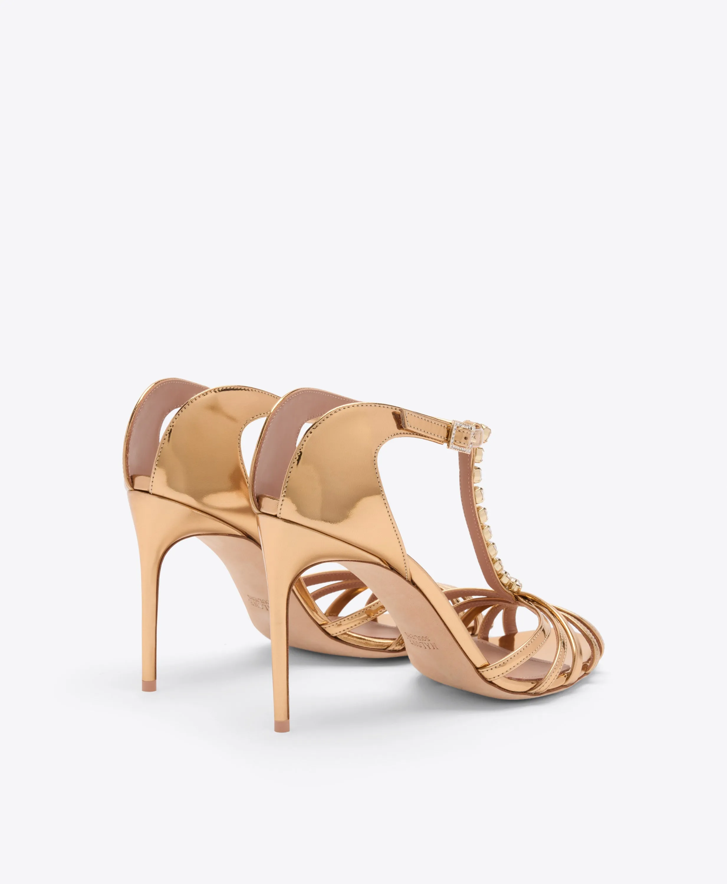 Erika 90 Gold Leather Heeled Sandals