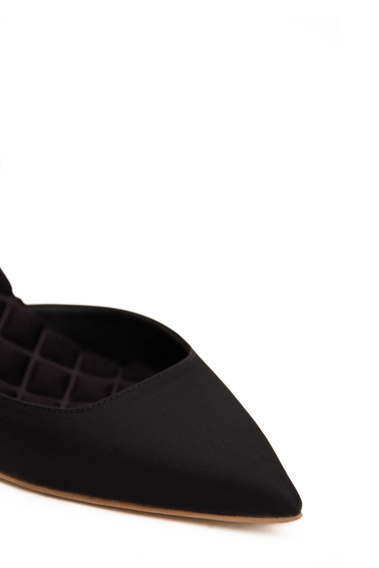 Gabriella Pointed-Toe Vegan Satin Slingback Sandals | Black