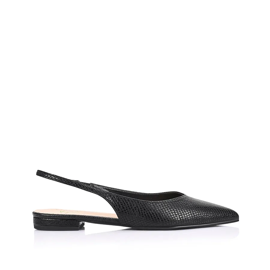 History Slingback Flats - Black Snake