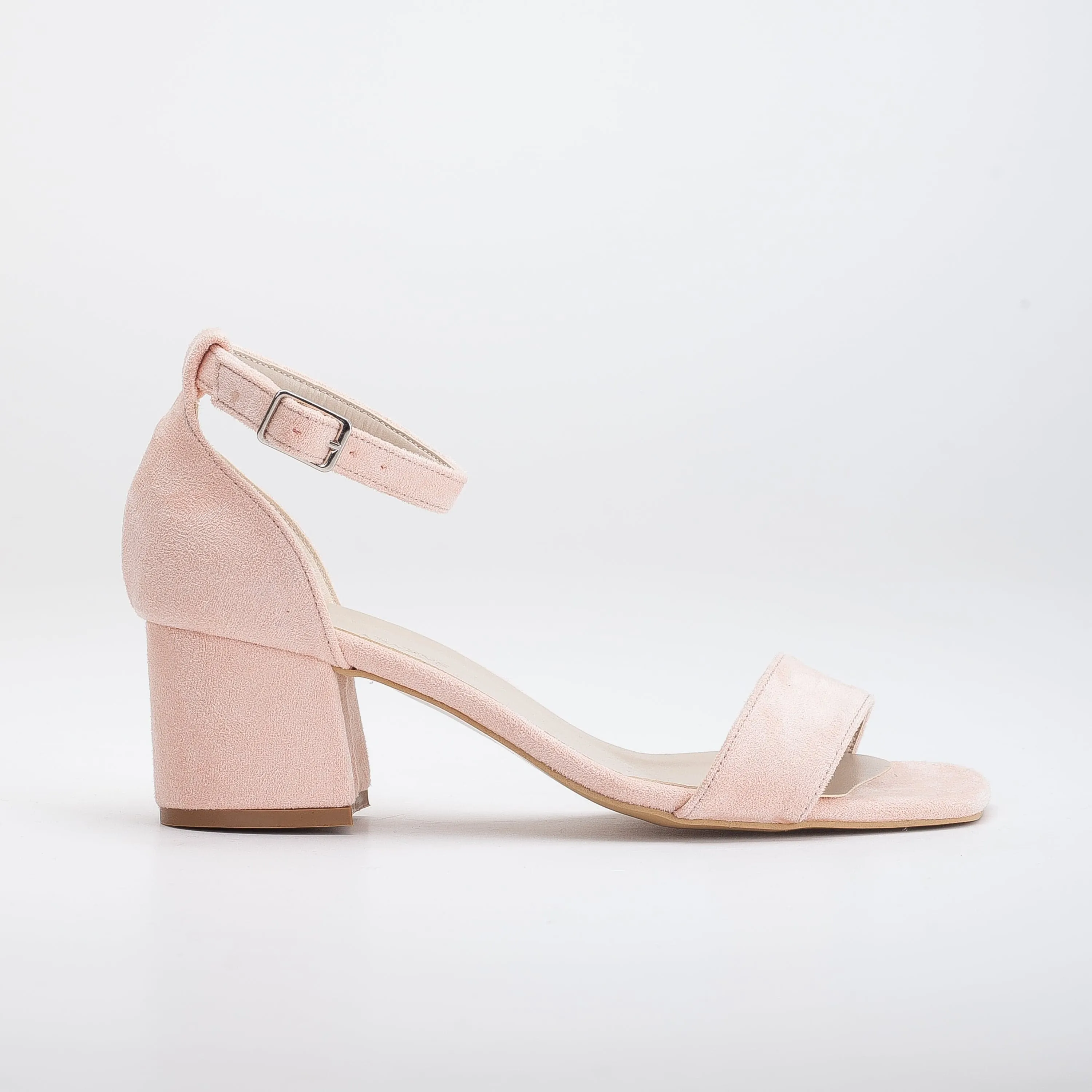 Illy Vegan Suede Pearl Block Heels | Coral