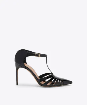 Jennifer 90 Black Patent Heeled Mules