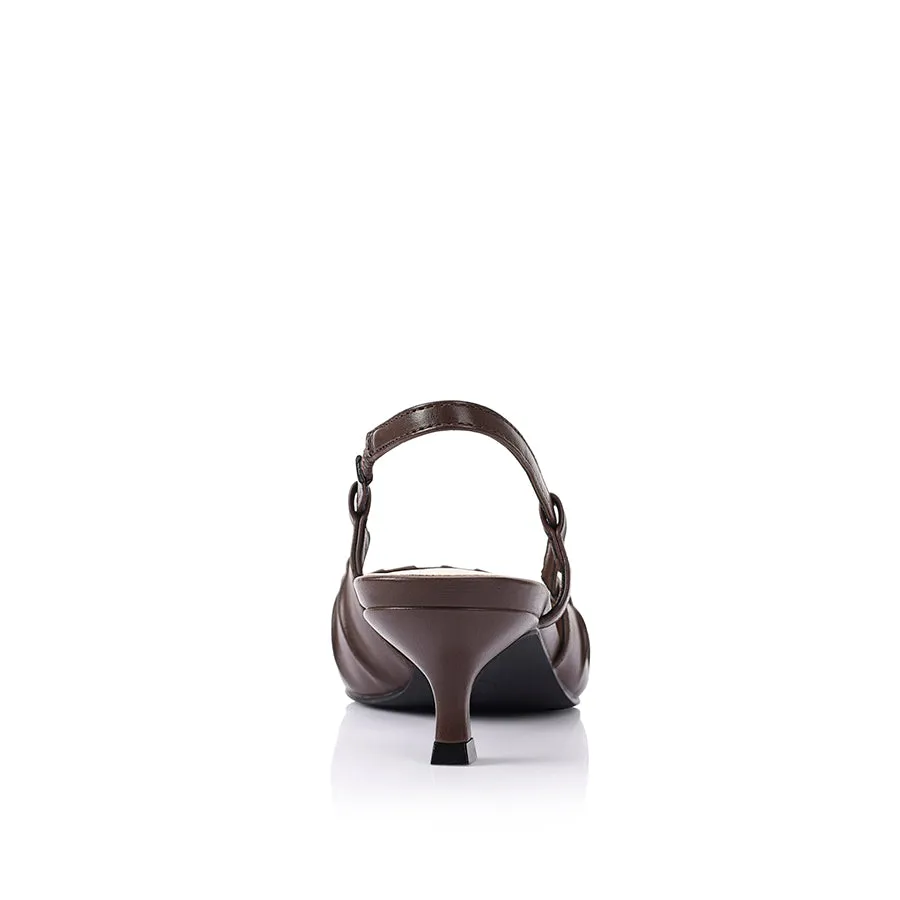 Lucius Slingback Kitten Heels - Chocolate Brown