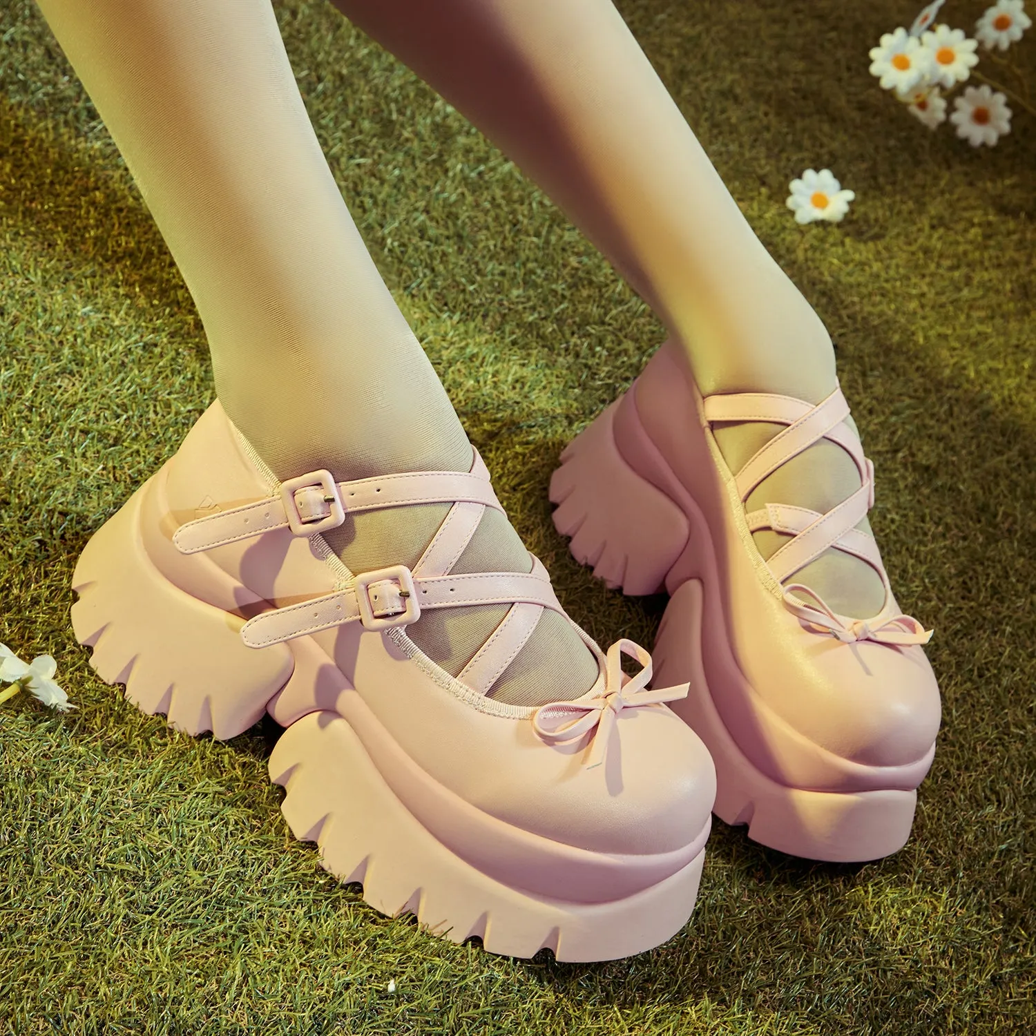 Margot Monster Platform Mary Janes - Pink