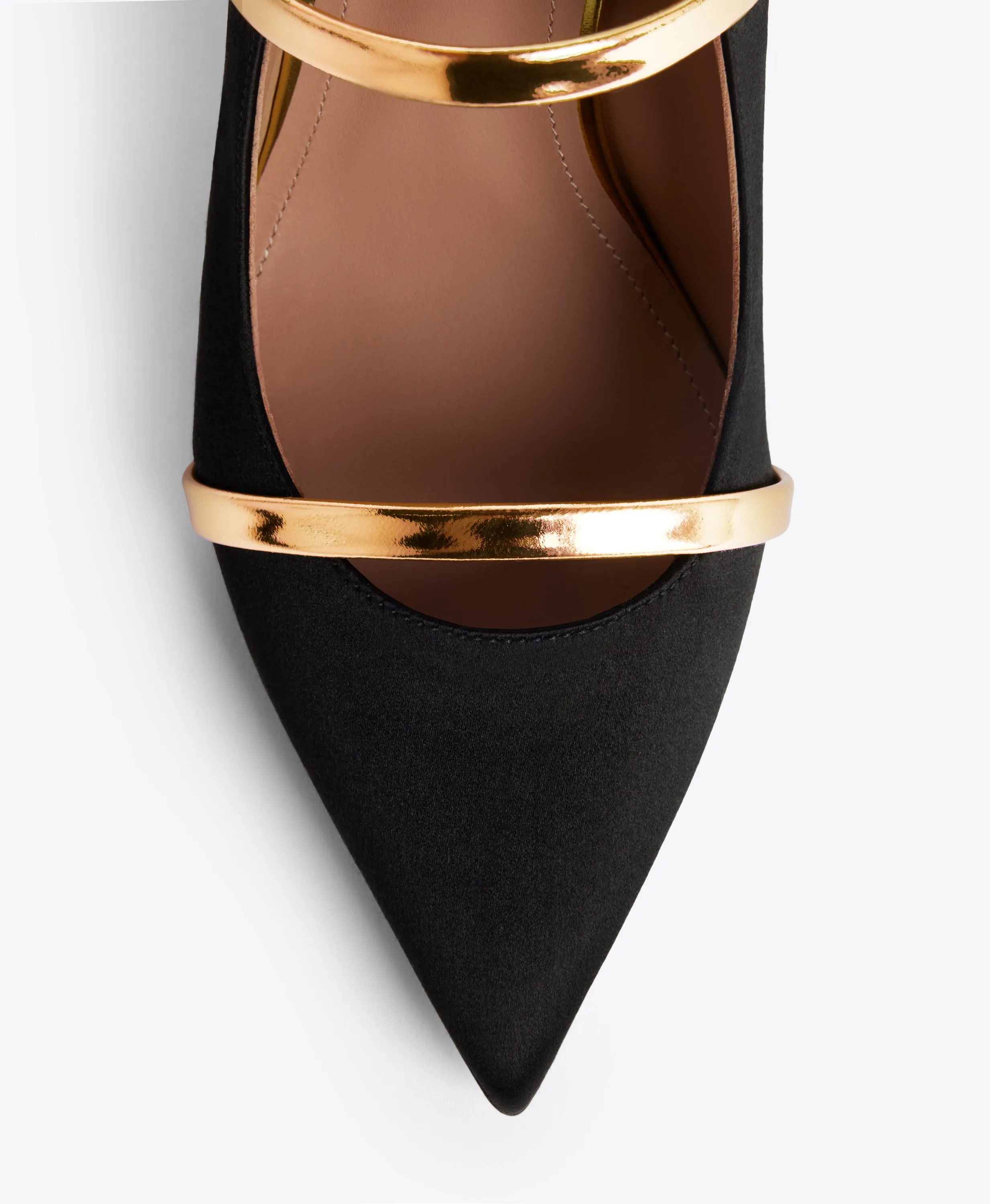 Maureen 100 Black & Gold Satin Mules