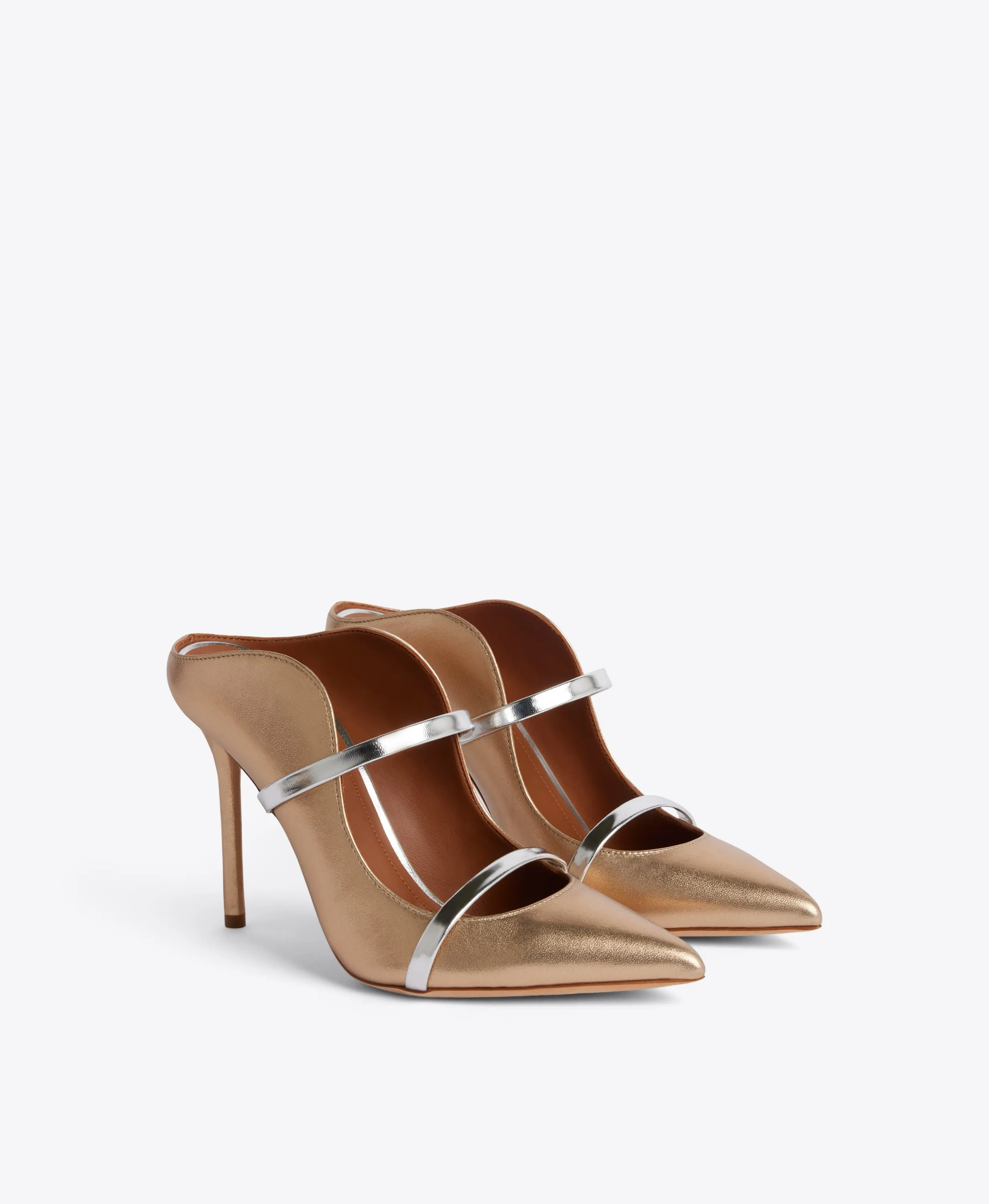 Maureen 100 Gold & Silver Leather Mules
