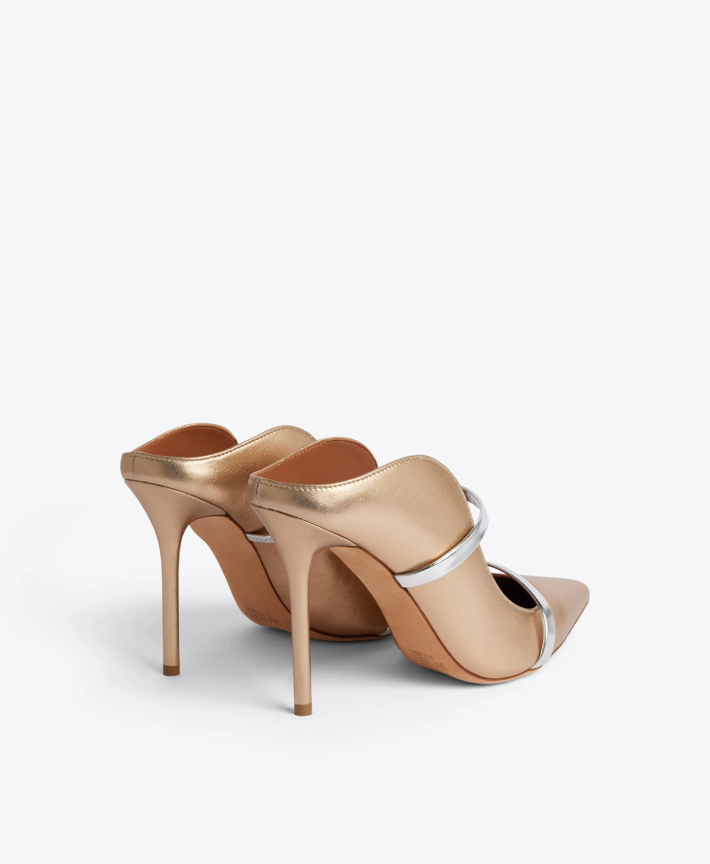 Maureen 100 Gold & Silver Leather Mules