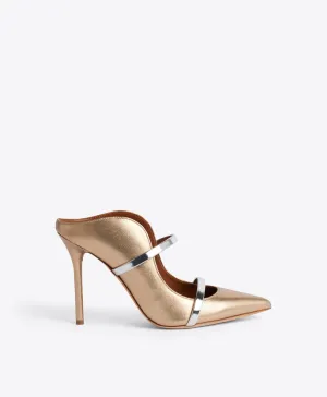 Maureen 100 Gold & Silver Leather Mules