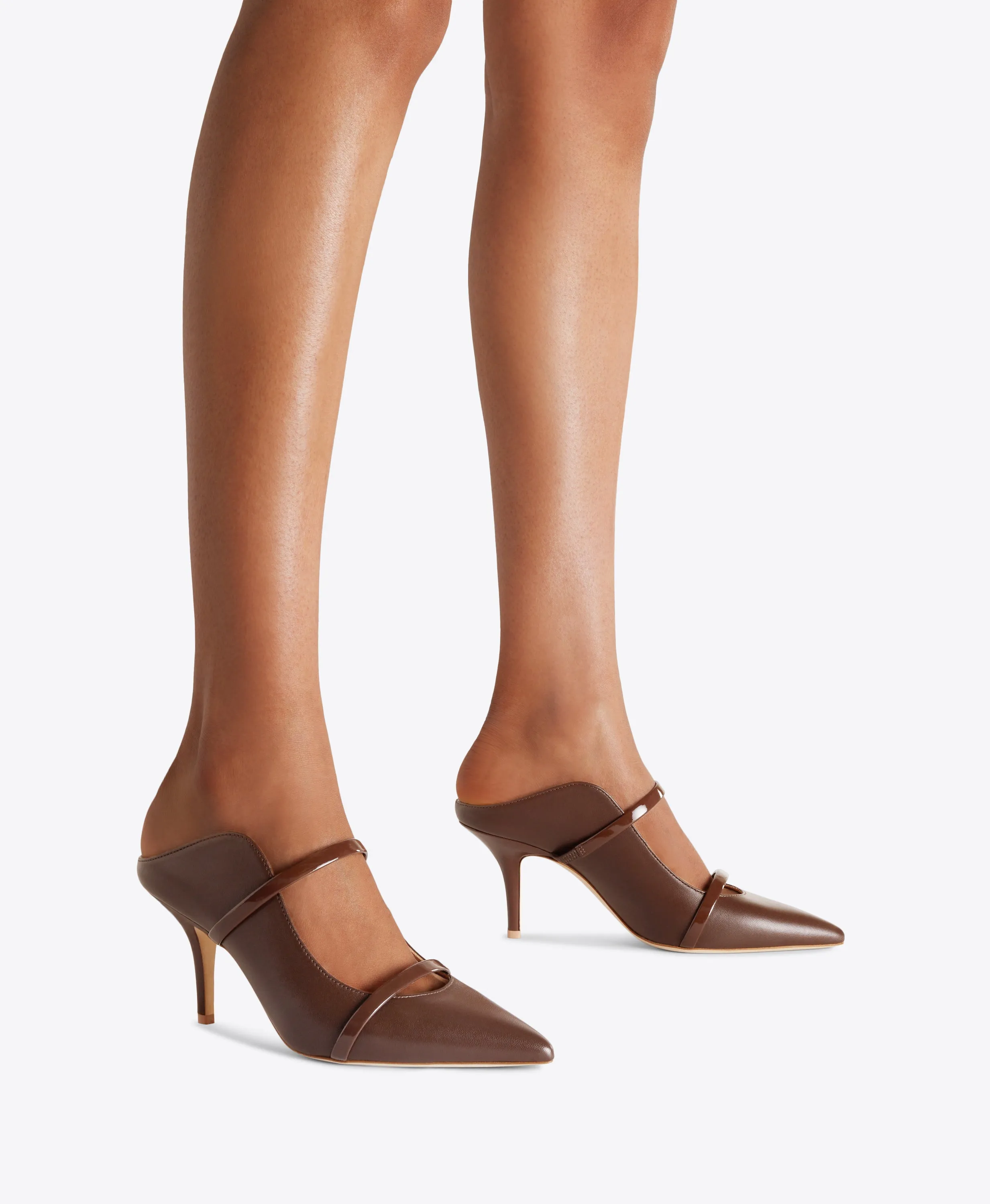 Maureen 70 Dark Brown Leather Heeled Mules