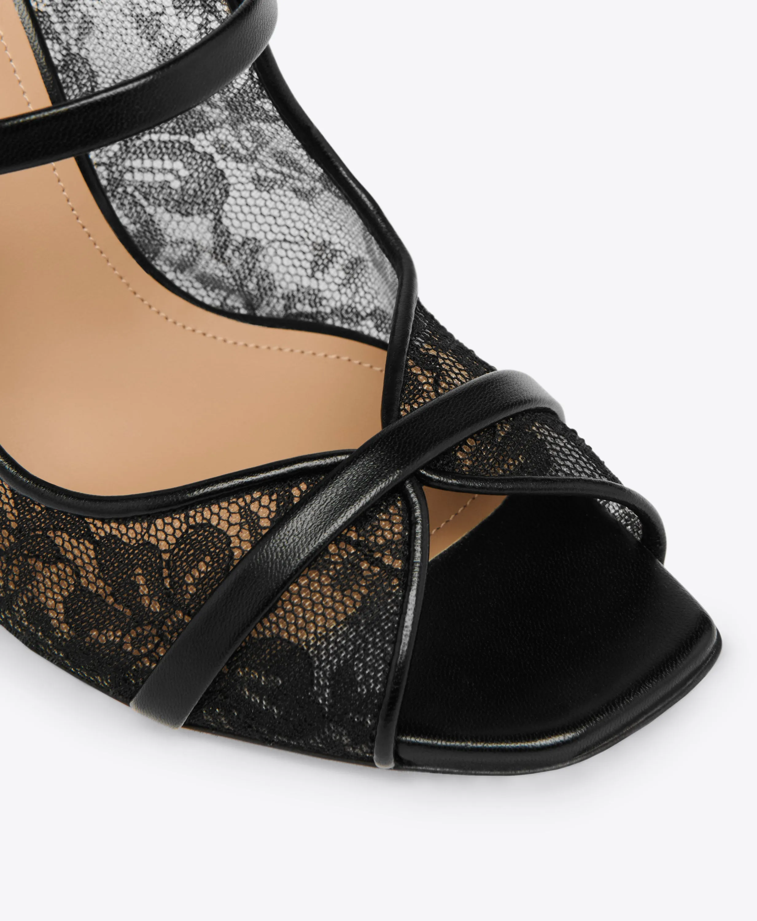 Noah 90 Black Lace Heeled Sandals