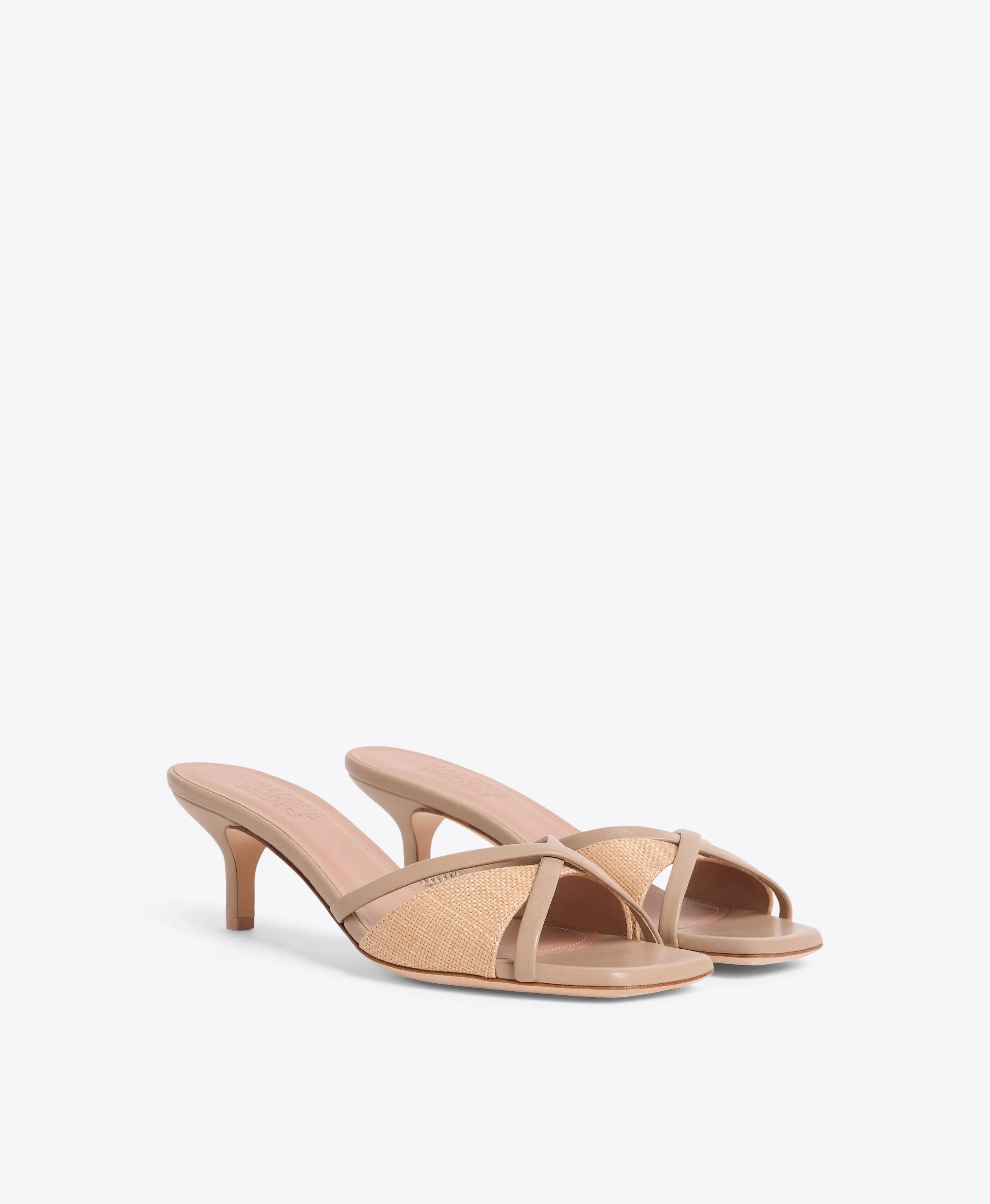 Penn 45 Beige Raffia Kitten Heels