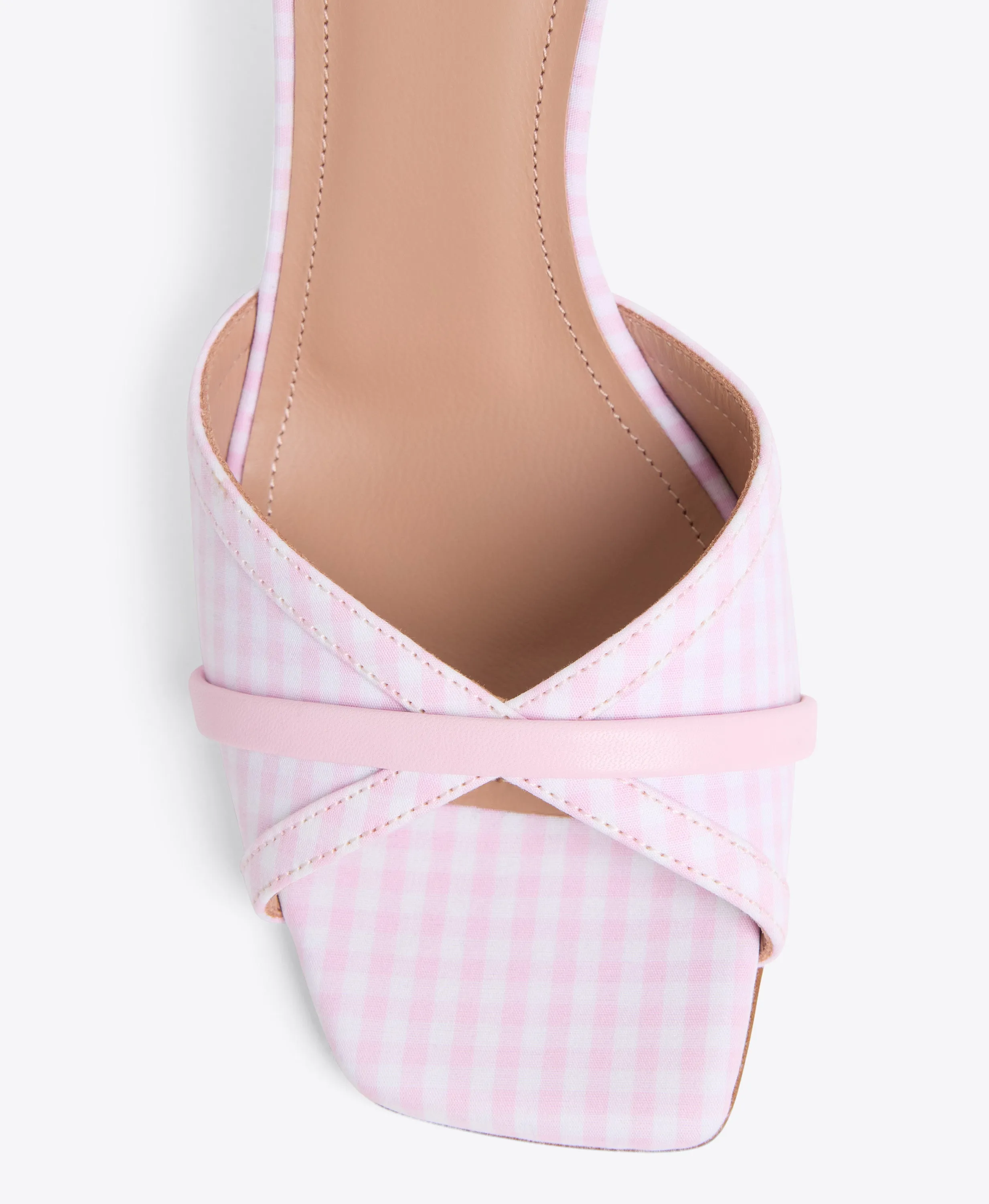 Perla 70 Pink Gingham Heeled Sandals