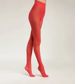 Red sheer women's tights with contrast line Dim Style
