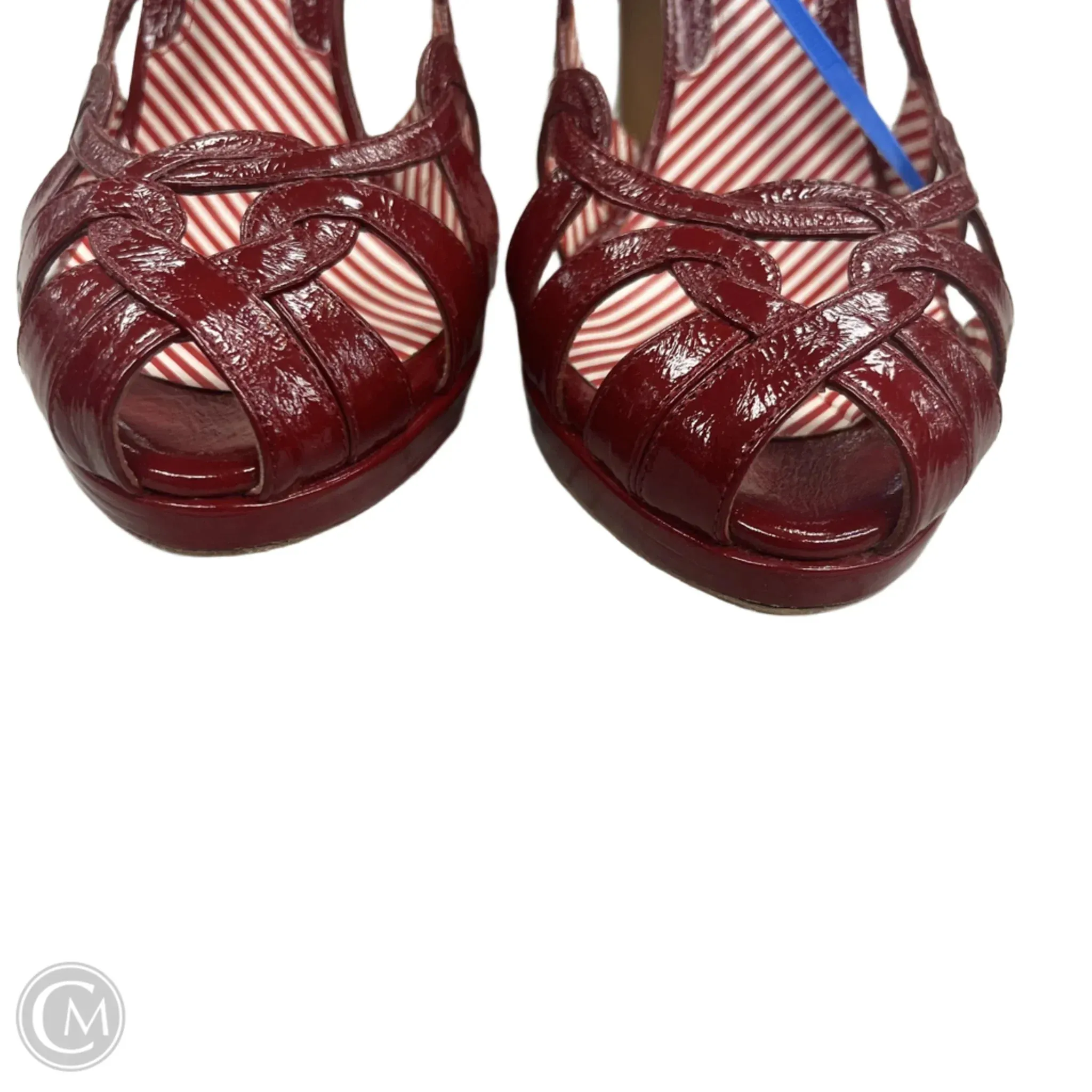 Sandals Luxury Designer By Moschino In Red, Size: 6.5