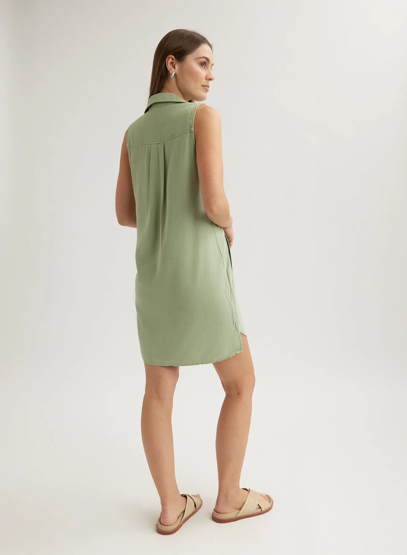 Sleeveless A-Line Dress - Olive Grove