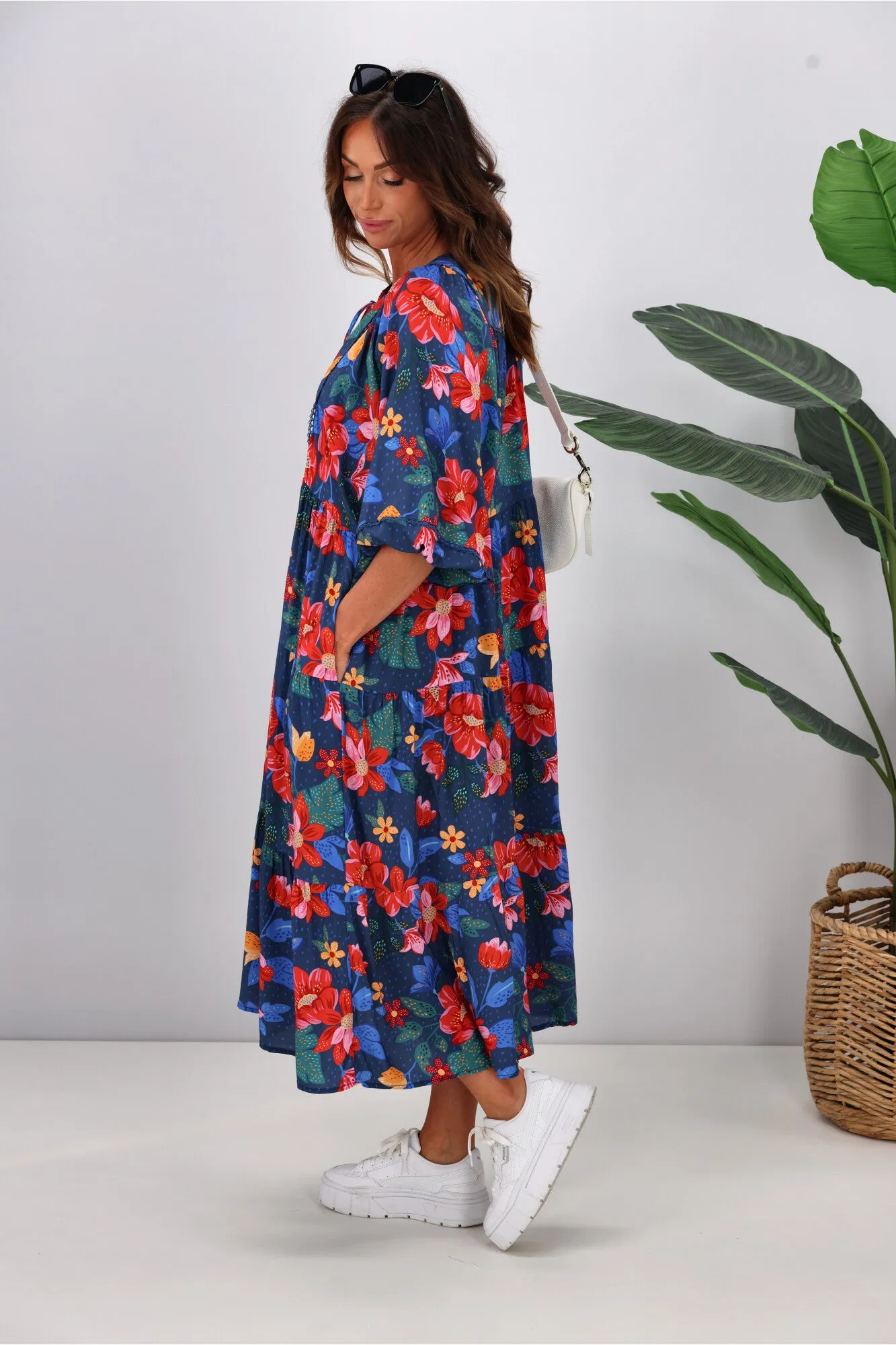 Sunday Boho Ashley Dress Navy Floral