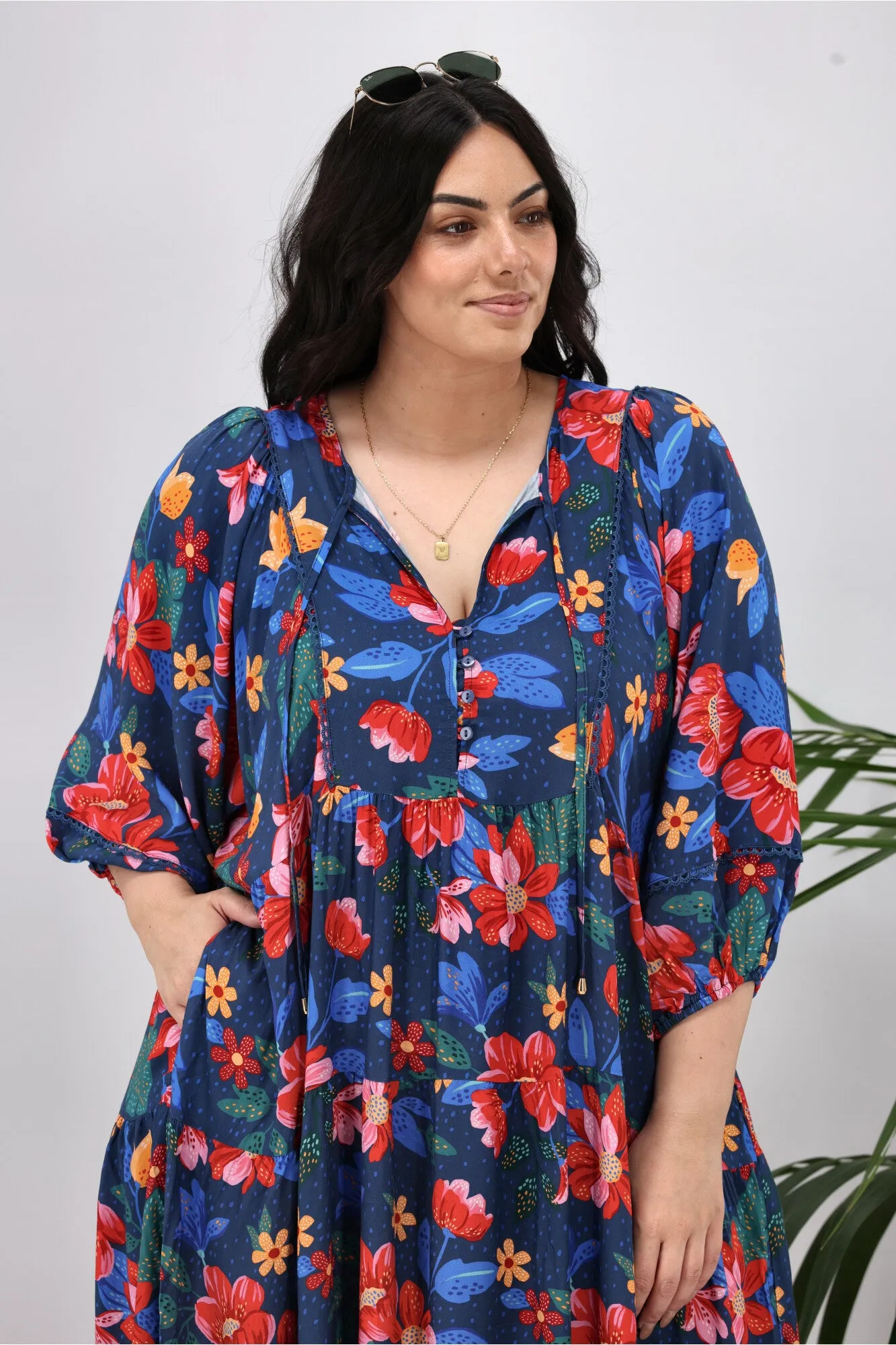 Sunday Boho Ashley Dress Navy Floral