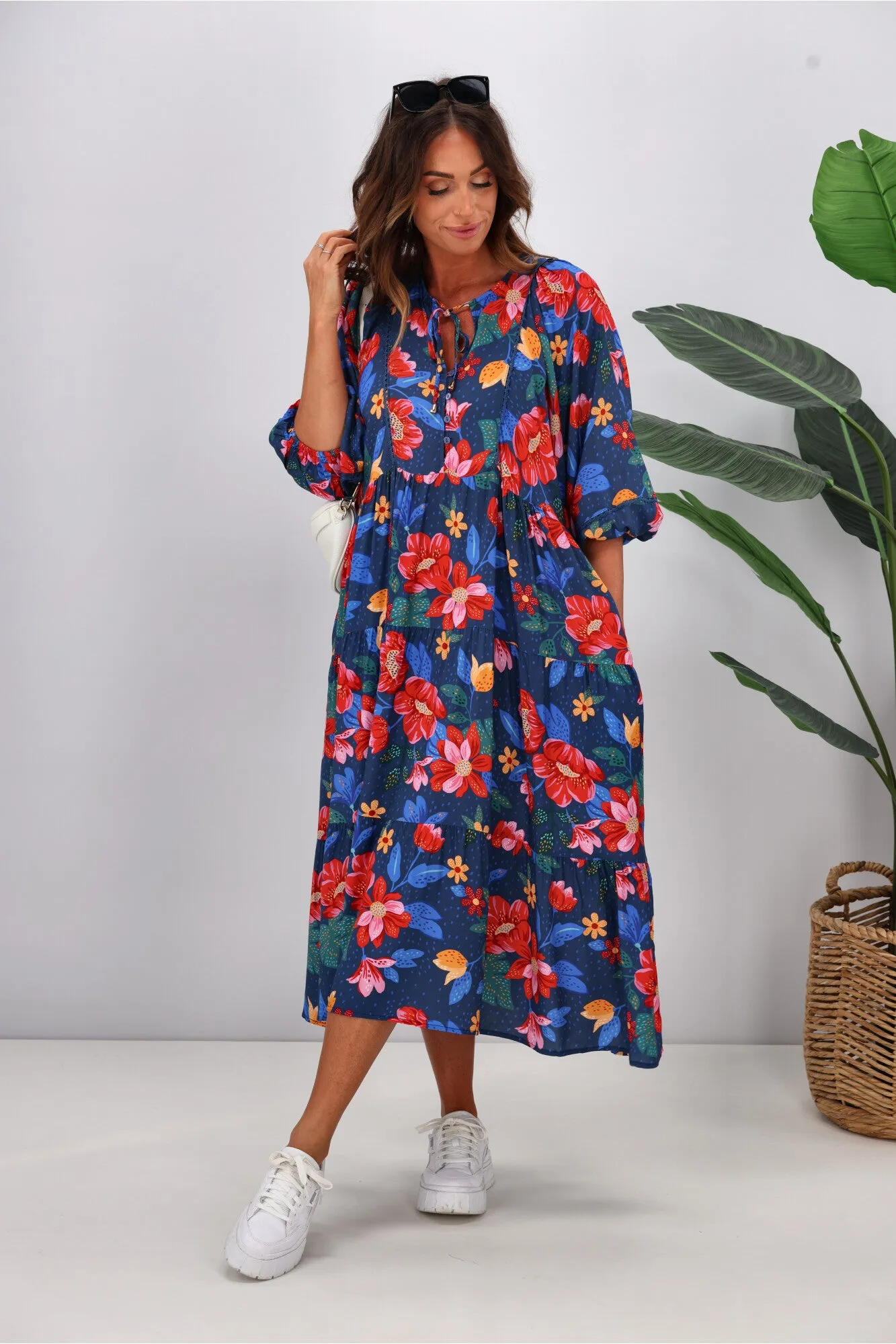 Sunday Boho Ashley Dress Navy Floral