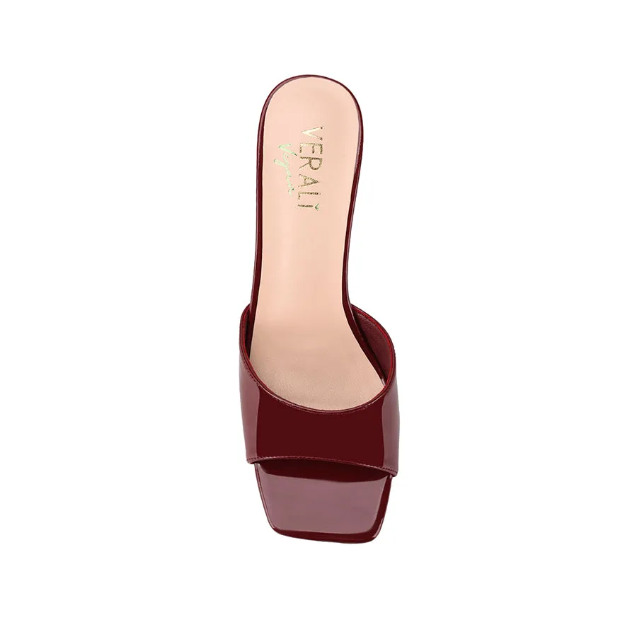 Taylor Kitten Heel Mules - Wine Patent