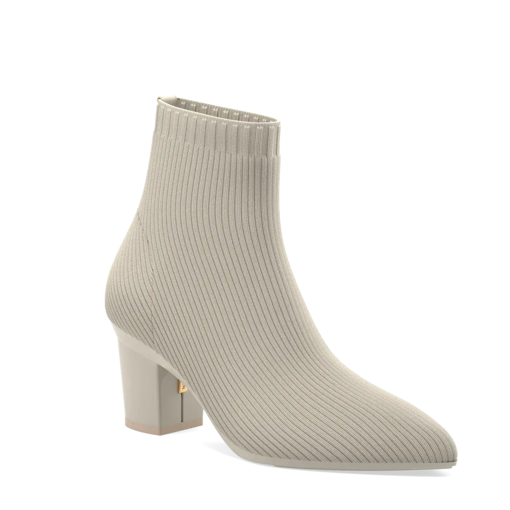 The Bootie Bone Knit   Block Heel Kit 3 Bone - FINAL SALE