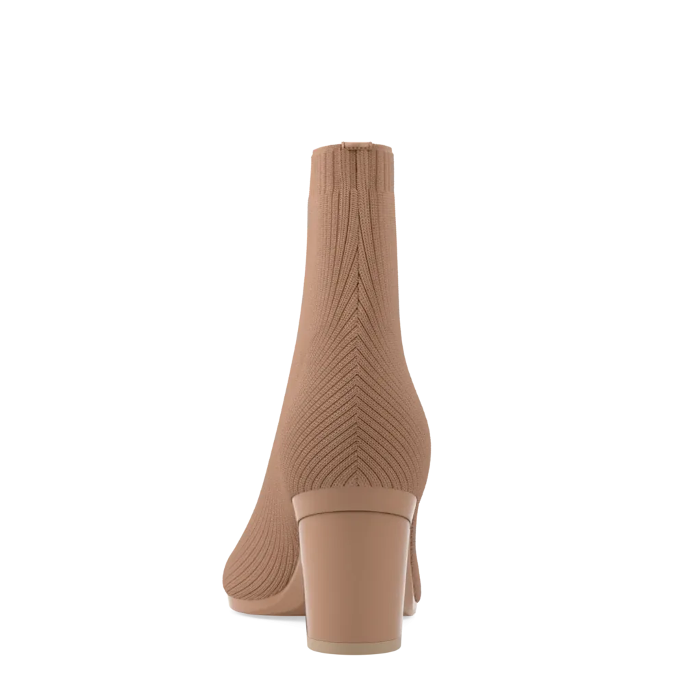 The Bootie - Latte Knit   Block Heel Kit 3 Latte - FINAL SALE