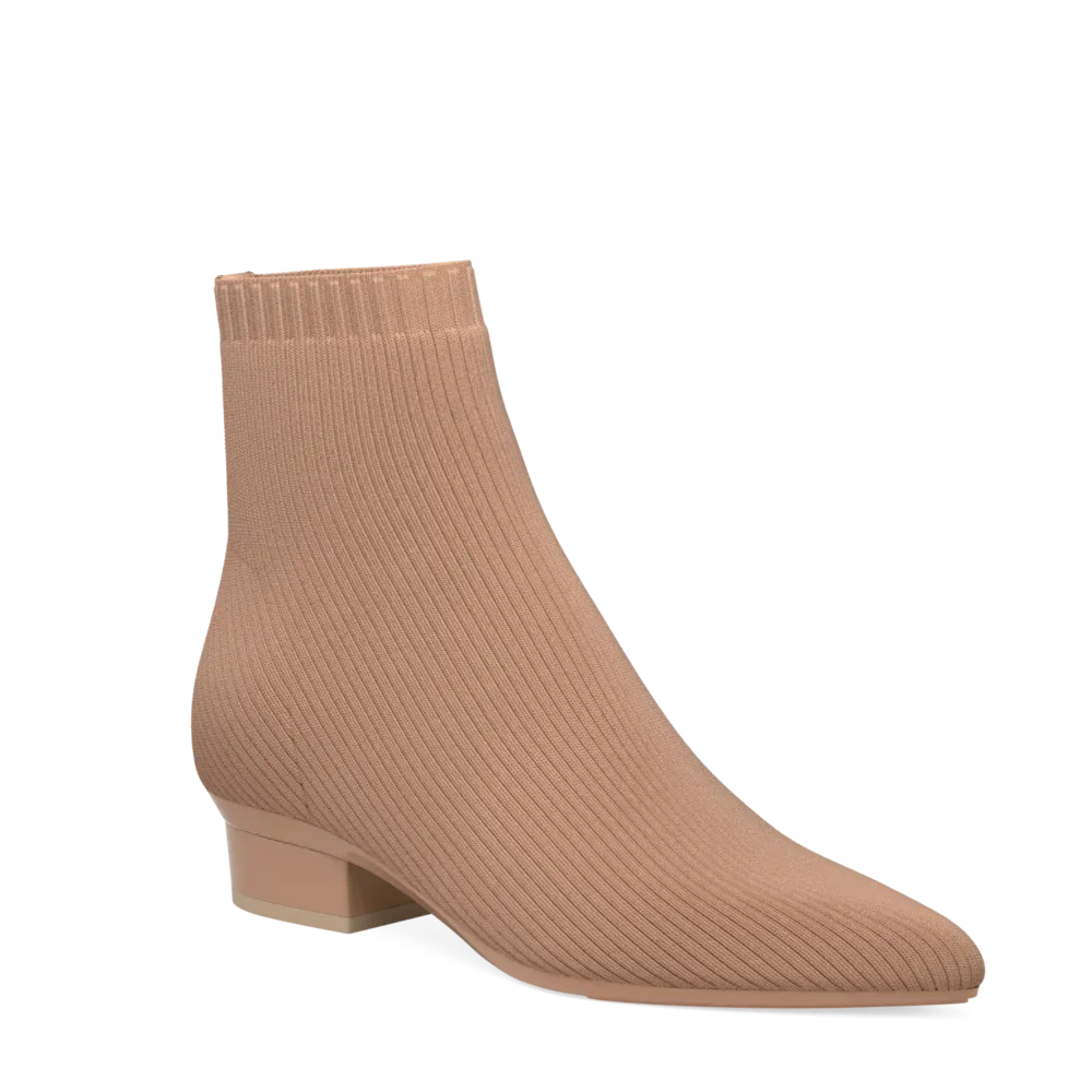 The Bootie - Latte Knit   Block Heel Kit 4 Latte - FINAL SALE