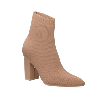 The Bootie - Latte Knit   Block Heel Kit 4 Latte - FINAL SALE