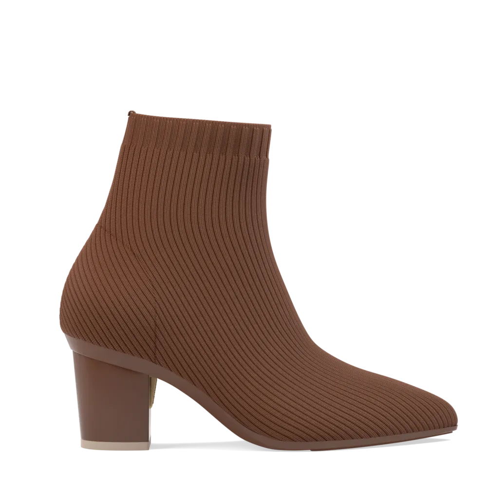 The Bootie Walnut Knit   Block Heel Kit 3 Walnut - FINAL SALE