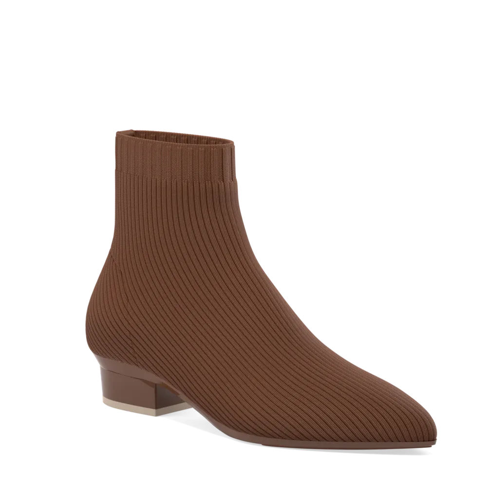 The Bootie Walnut Knit   Block Heel Kit 3 Walnut - FINAL SALE