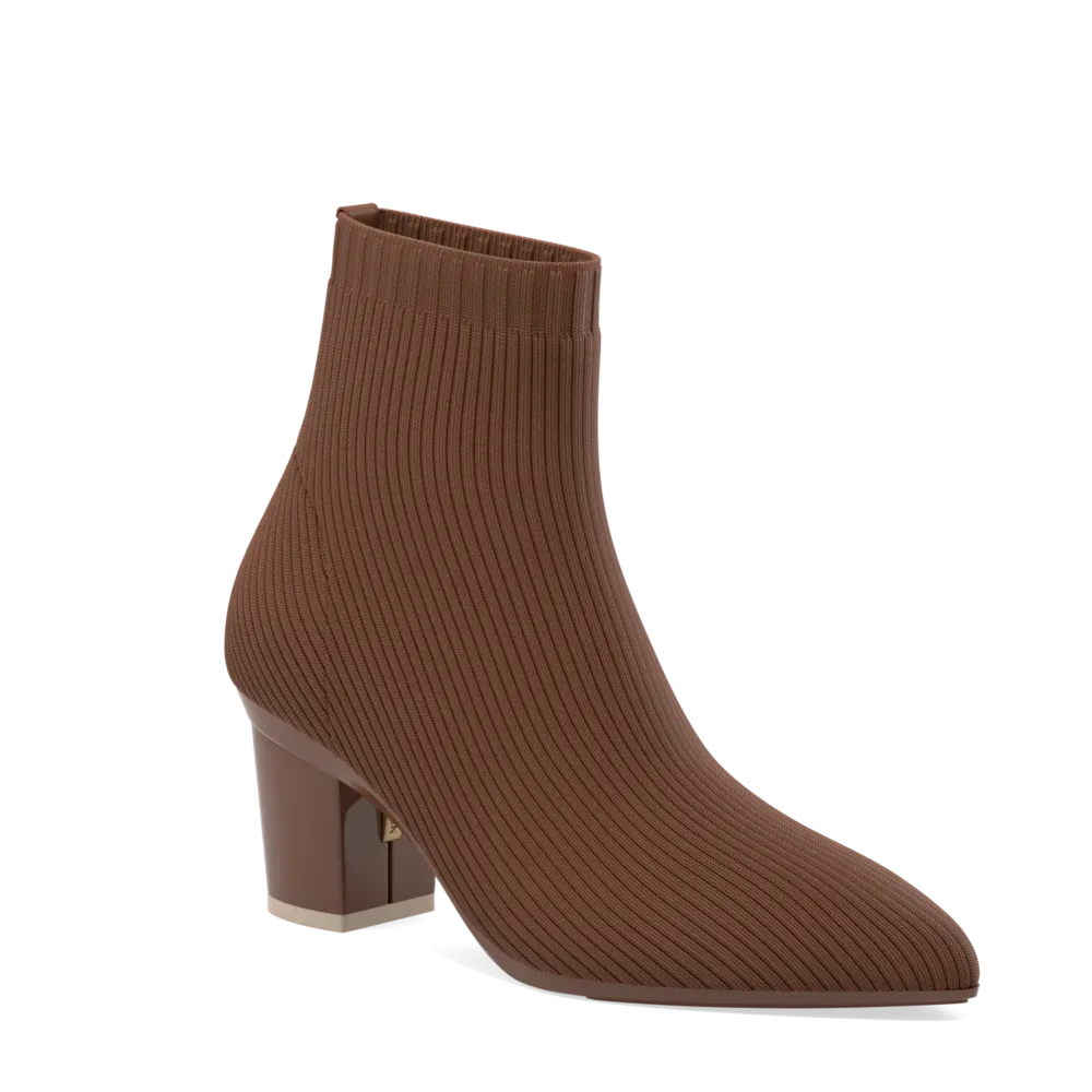The Bootie Walnut Knit   Block Heel Kit 3 Walnut - FINAL SALE