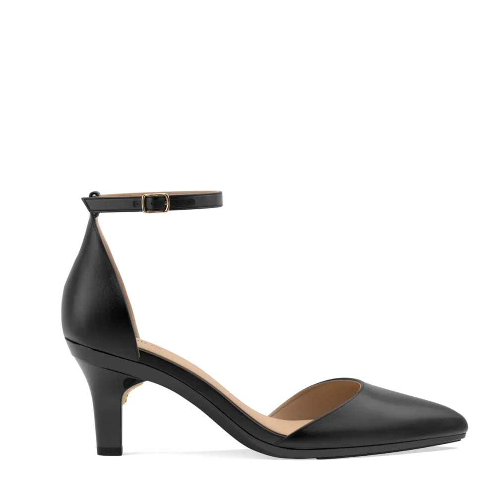 The D'Orsay Coal Satin   Stiletto Heel Kit 3 Coal - FINAL SALE