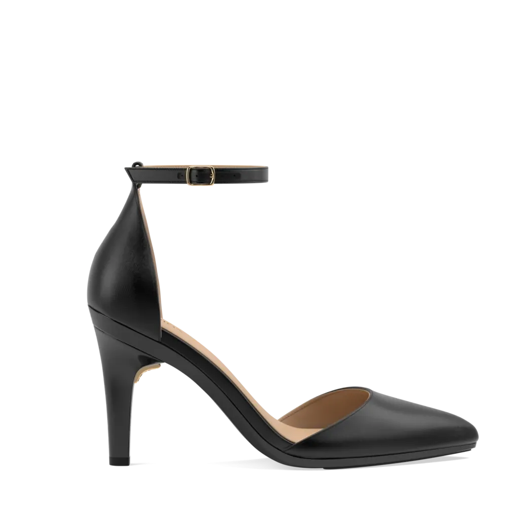 The D'Orsay Coal Satin   Stiletto Heel Kit 4 Coal - FINAL SALE