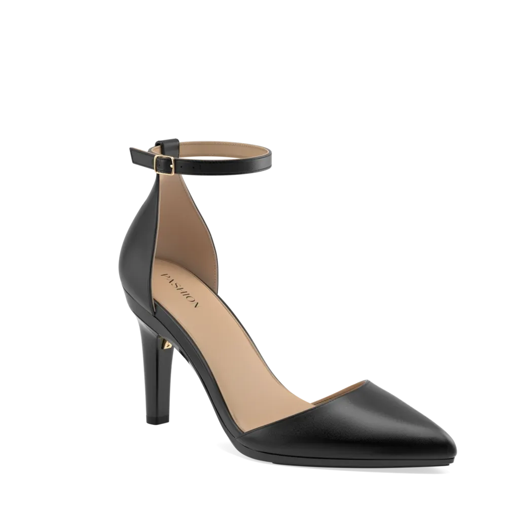 The D'Orsay Coal Satin   Stiletto Heel Kit 4 Coal - FINAL SALE